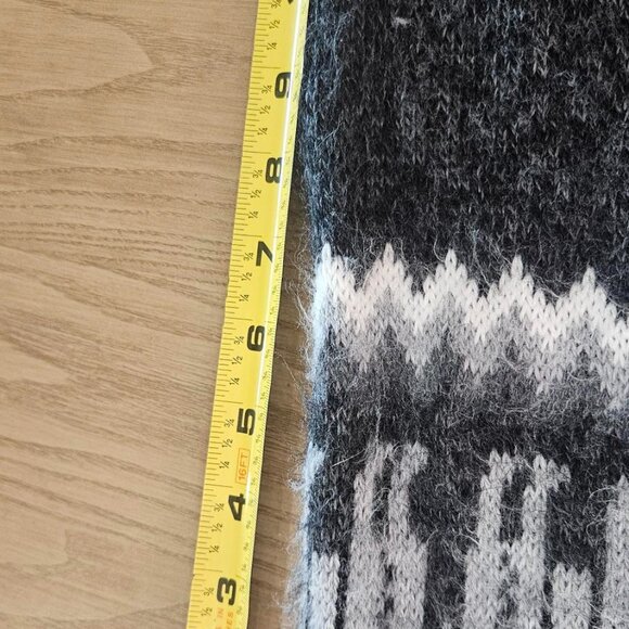 Andes Alpaca Fringed Hoodie Black/Cream Womens S/M Kangaroo Pockets - Picture 10 of 16